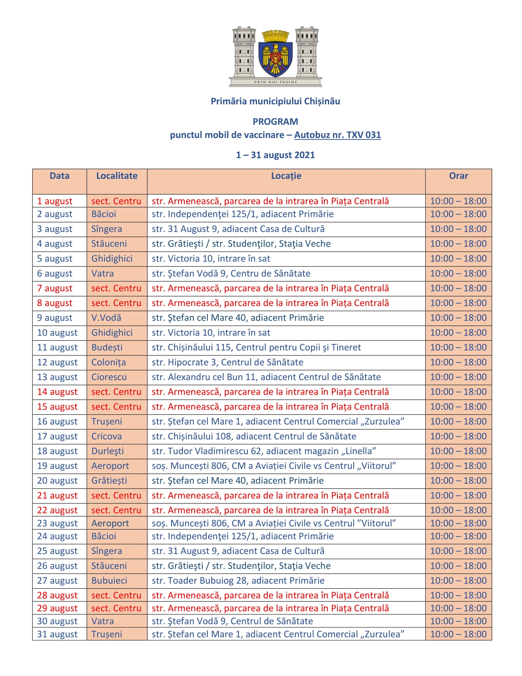 Read more about the article Amplasarea punctului mobil în autobuz pentru vaccinarea antiCOVID-19: pe perioada 01 august 2021 – 31 august 2021